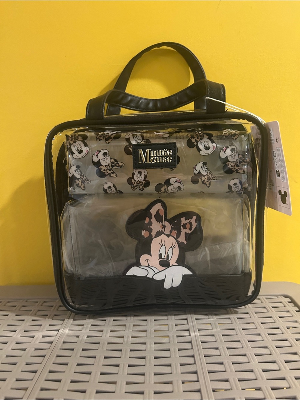 Disney x Primark Minnie Mouse Leopard Print pack of 3 Cosmetic cases. NWT.